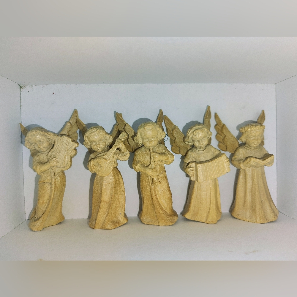 Wooden Angel Figurines Set